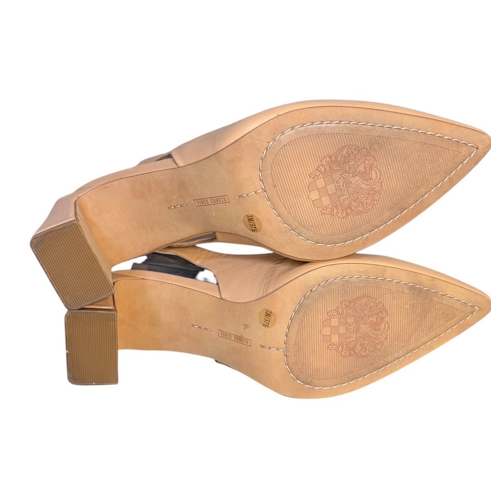 Vince Camuto Tan Leather Slingback Block Heel Pump Pointed Women's Size 7M - Picture 7 of 7
